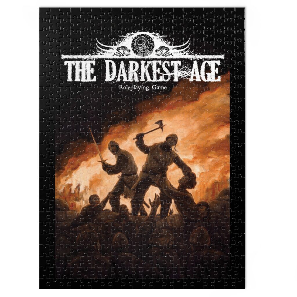The Darkest Age Jigsaw Puzzle with Tin — Fantasy Battle Scene Puzzle